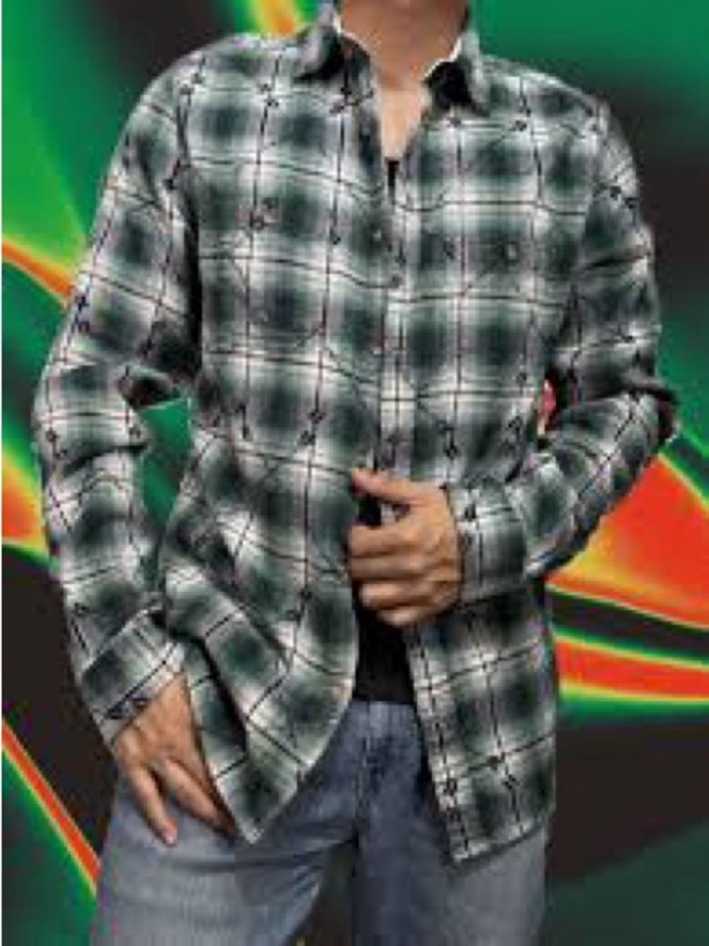 NWT Aeropostale Green and White Plaid Button-Down Shirt